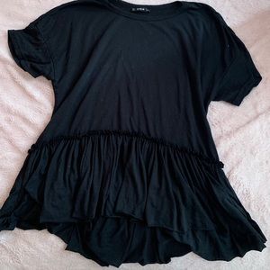 SHEIN Black Ruffle Tee